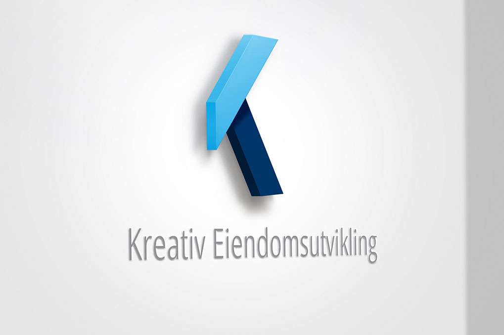 Kreativ Eiendomsutvikling ønsket et 3D skilt som pynt på den ene kontorveggen, jeg laget derfor denne mockup av hvordan det kunne bli seende ut